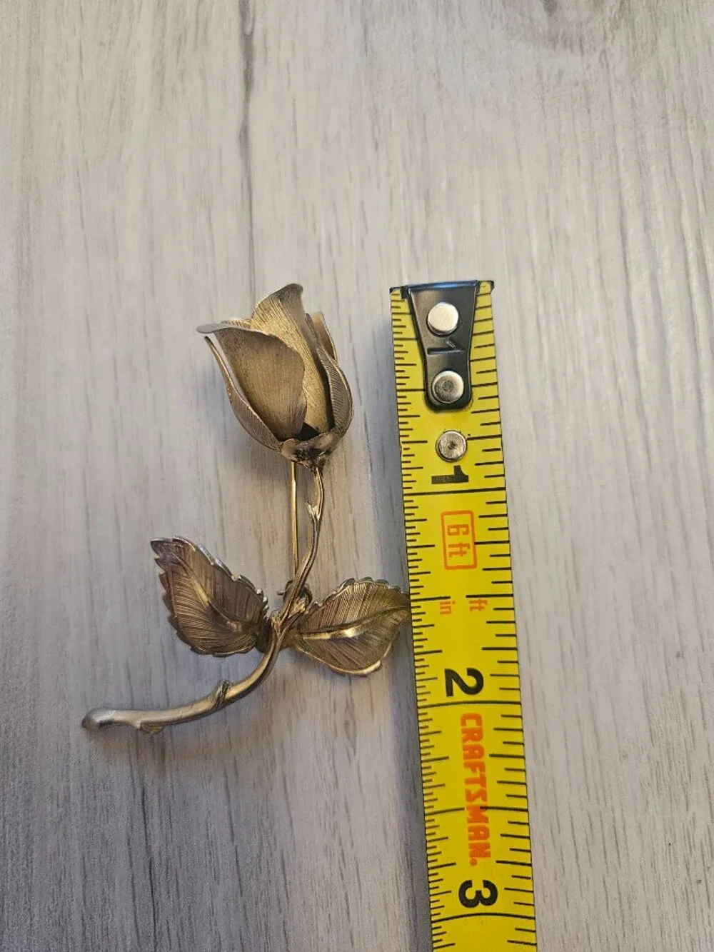 Vintage Giovanni Signed Gold Tone Rose Flower Brooch Pin Costume Jewelry Estate